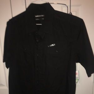 NWT short sleeve solid black shirt.